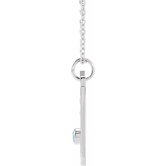 Sterling Silver Natural Aquamarine & .01 CTW Natural Diamond Cancer Constellation 16-18' Necklace