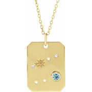 14K Yellow Natural Aquamarine & .01 CTW Natural Diamond Cancer Constellation 16-18' Necklace