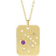 14K Yellow Natural Amethyst & .01 CTW Natural Diamond Sagittarius Constellation 16-18' Necklace