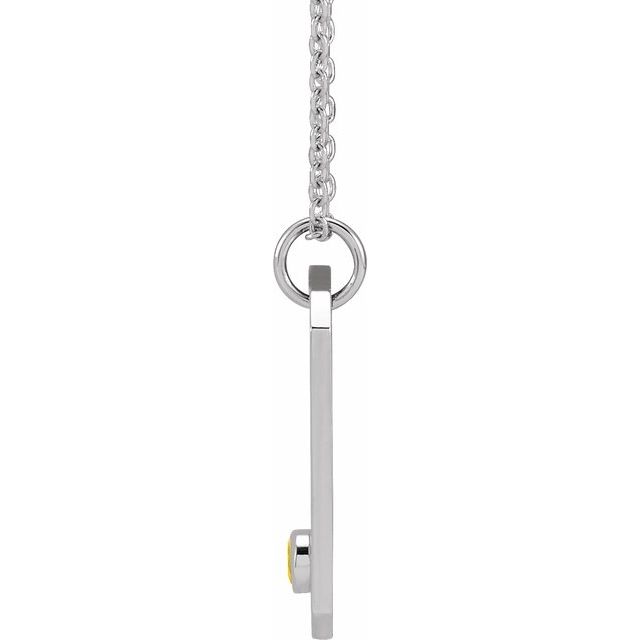 Platinum Natural Citrine & .01 Ctw Natural Diamond Leo Constellation 16-18' Necklace