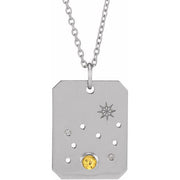 Sterling Silver Natural Citrine & .01 CTW Natural Diamond Leo Constellation 16-18' Necklace