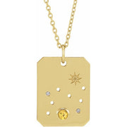 14K Yellow Natural Citrine & .01 CTW Natural Diamond Leo Constellation 16-18' Necklace
