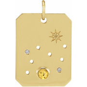 14K Yellow Natural Citrine & .01 CTW Natural Diamond Leo Constellation Pendant
