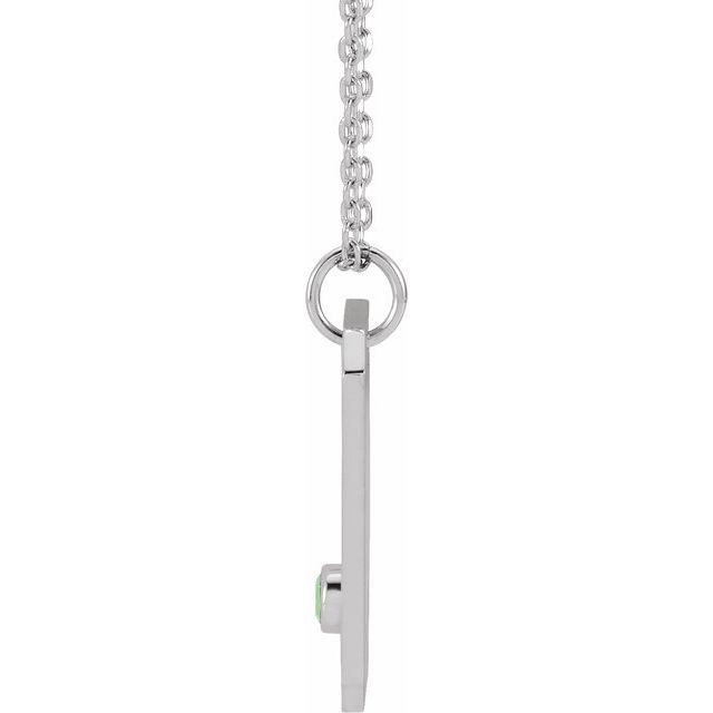Platinum Natural Green Chrysoprase & .01 Ctw Natural Diamond Libra Constellation 16-18' Necklace