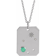 Sterling Silver Natural Green Chrysoprase & .01 CTW Natural Diamond Libra Constellation 16-18' Necklace