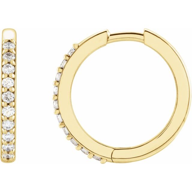 14K Yellow 1/6 CTW Natural Diamond 15 mm Huggie Earrings