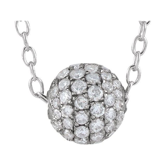 14K White 6 mm 3/8 CTW Natural Diamond Ball 16-18' Necklace