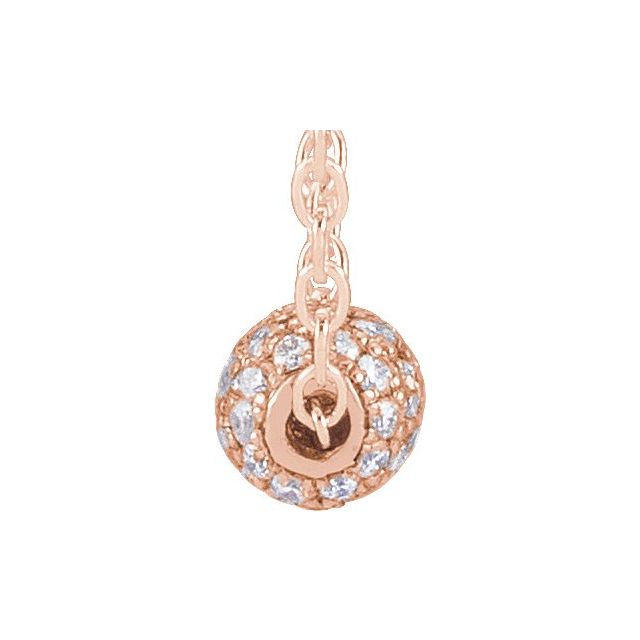 14K Rose 3 mm 1/8 CTW Natural Diamond Ball 16-18' Necklace