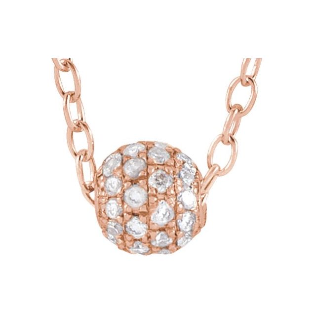 14K Rose 3 mm 1/8 CTW Natural Diamond Ball 16-18' Necklace