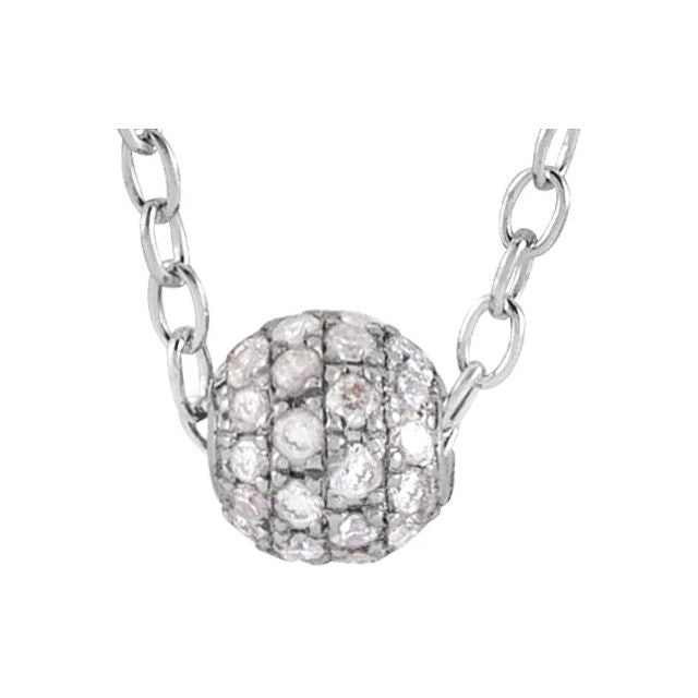 14K White 3 mm 1/8 CTW Natural Diamond Ball 16-18' Necklace
