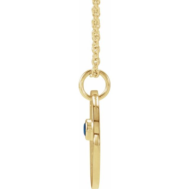14K Yellow Natural Blue Sapphire Capricorn Zodiac 16-18' Necklace