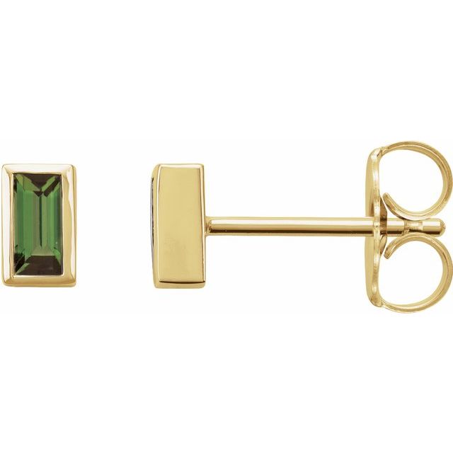 14K Yellow Natural Green Tourmaline Bezel-Set Earrings