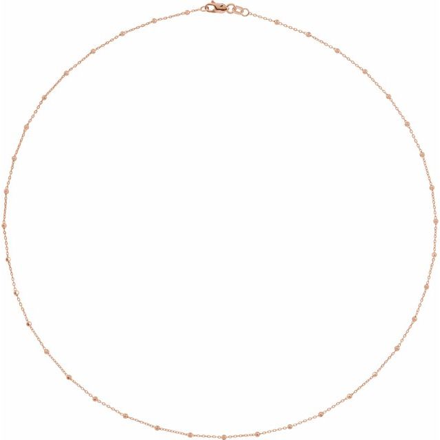 14K Rose .85 mm Faceted Beaded Cable 24' Chain