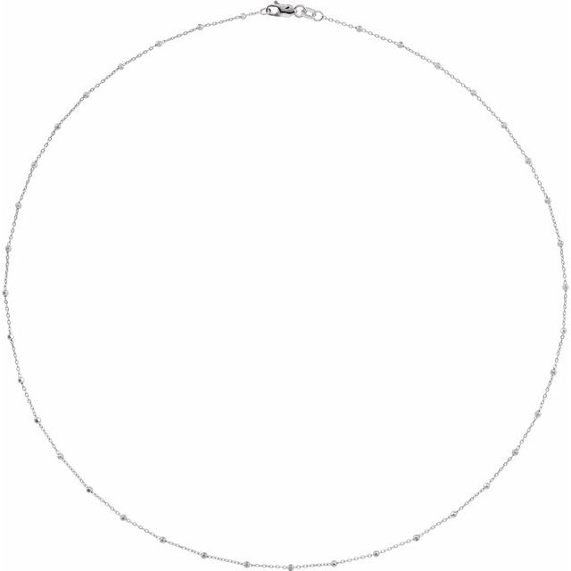14K White .85 mm Faceted Beaded Cable 20' Chain