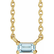 14K Yellow Natural Sky Blue Topaz Solitaire 18' Necklace