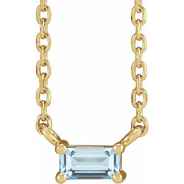 14K Yellow Natural Sky Blue Topaz Solitaire 18' Necklace
