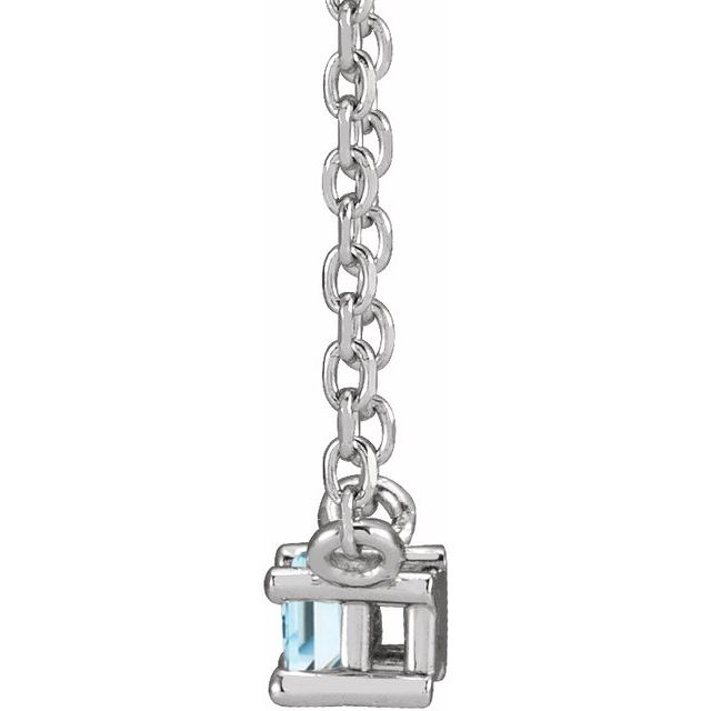 14K White Natural Sky Blue Topaz Solitaire 18' Necklace