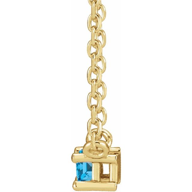 14K Yellow Natural Swiss Blue Topaz Solitaire 18' Necklace