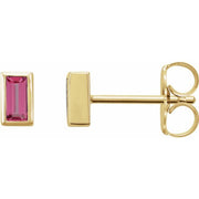 14K Yellow Natural Pink Tourmaline Bezel-Set Earrings