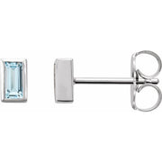 Sterling Silver Natural Sky Blue Topaz Bezel-Set Earrings