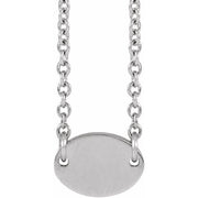 14K White 1-Disc Engravable Family Disc 18' Necklace
