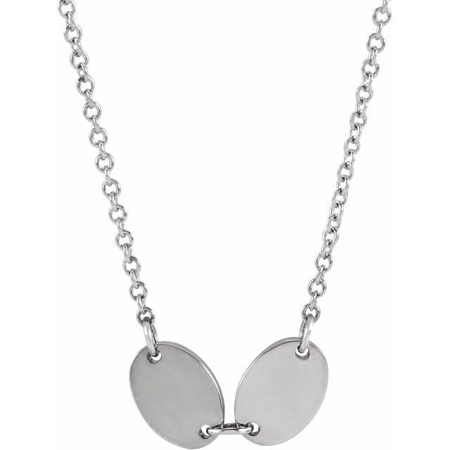 14K White 2-Disc Engravable Family Disc 18' Necklace