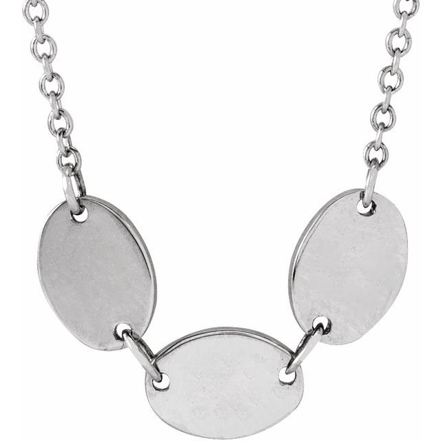 14K White 3-Disc Engravable Family Disc 18' Necklace