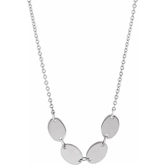 14K White 4-Disc Engravable Family Disc 18' Necklace