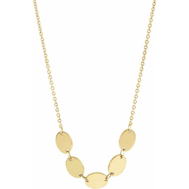 14K Yellow 5-Disc Engravable Family Disc 18' Necklace