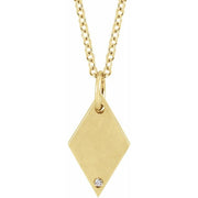14K Yellow .005 CT Natural Diamond Rhombus 16-18' Necklace