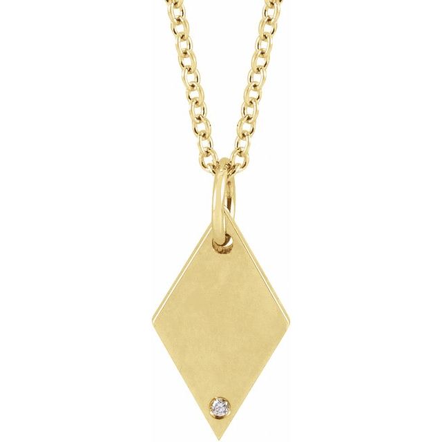 14K Yellow .005 CT Natural Diamond Rhombus 16-18' Necklace