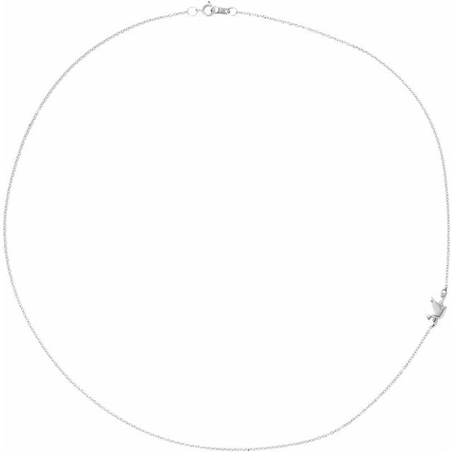 Sterling Silver Off-Center Holy Spirit Dove 16' Necklace