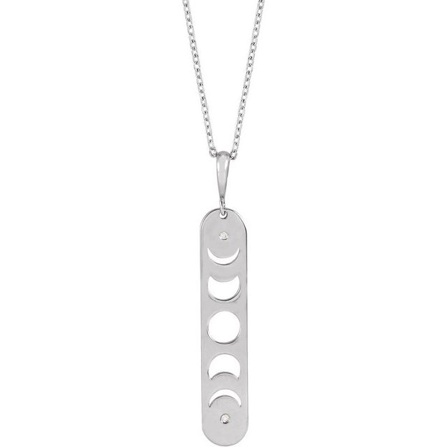 Sterling Silver .01 CTW Natural Diamond Moon Phase Bar 16-18' Necklace