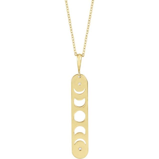 14K Yellow .01 CTW Natural Diamond Moon Phase Bar 16-18' Necklace