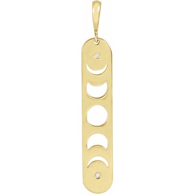 14K Yellow .01 CTW Natural Diamond Moon Phase Bar Pendant