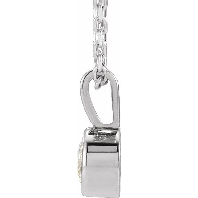 14K White 1/4 CT Lab-Grown Diamond Bezel-Set Solitaire 16-18' Necklace
