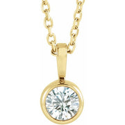 14K Yellow .06 CT Natural Diamond Bezel-Set Solitaire 16-18' Necklace