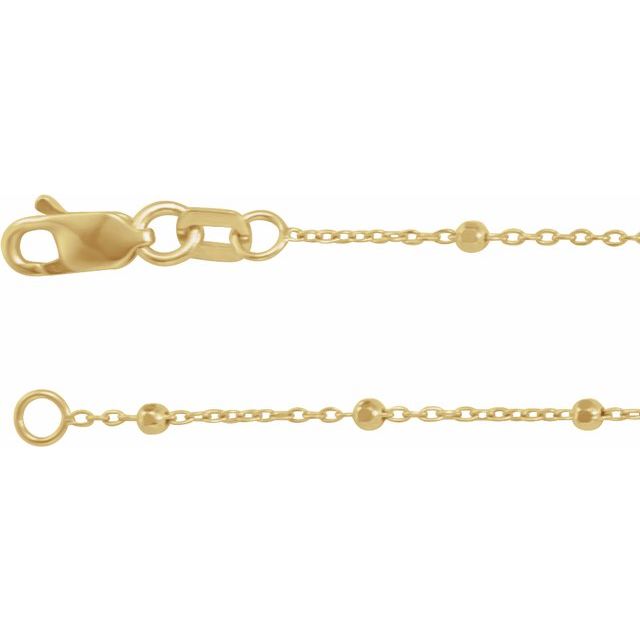 14K Yellow .85 mm Faceted Beaded Cable 18' Chain