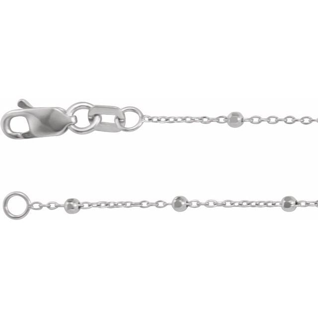 14K White .85 mm Faceted Beaded Cable 20' Chain