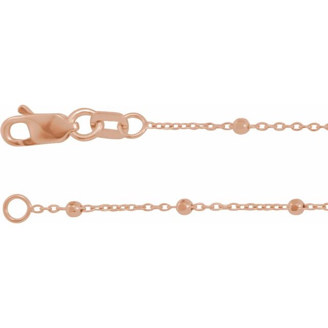 14K Rose .85 mm Faceted Beaded Cable 24' Chain