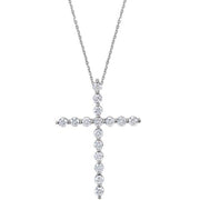 14k White 1/4 Ctw Natural Diamond Cross 18' Necklace