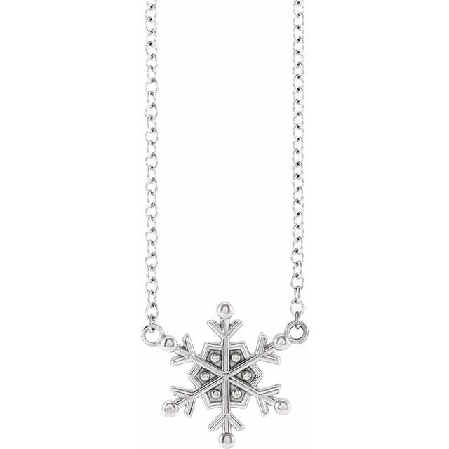 Sterling Silver Petite Snowflake 18' Necklace