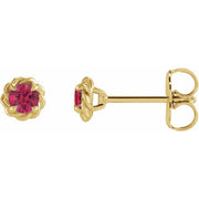 14K Yellow 5.5 mm Natural Ruby Claw-Prong Rope Earrings