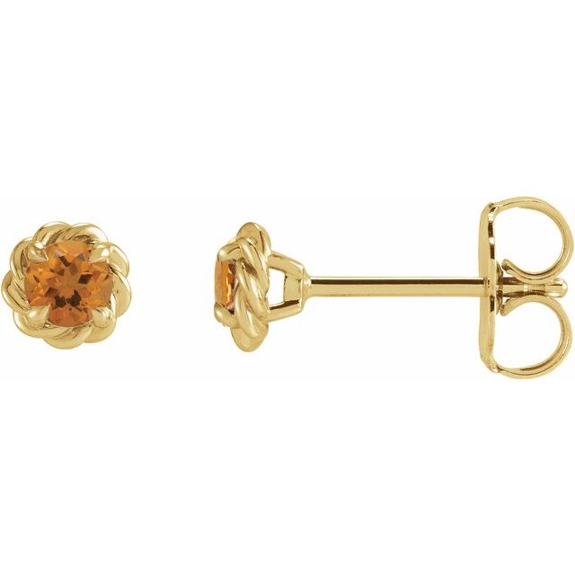 14K Yellow 5 mm Natural Citrine Claw-Prong Rope Earrings