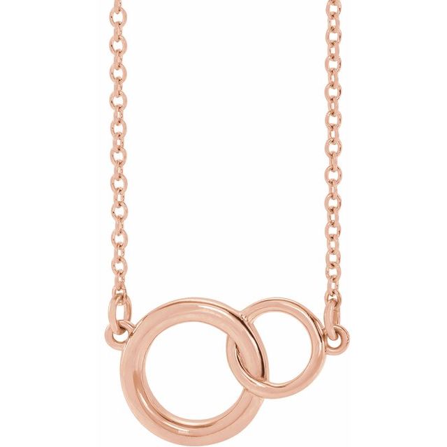 14K Rose Interlocking Circle 16-18' Necklace