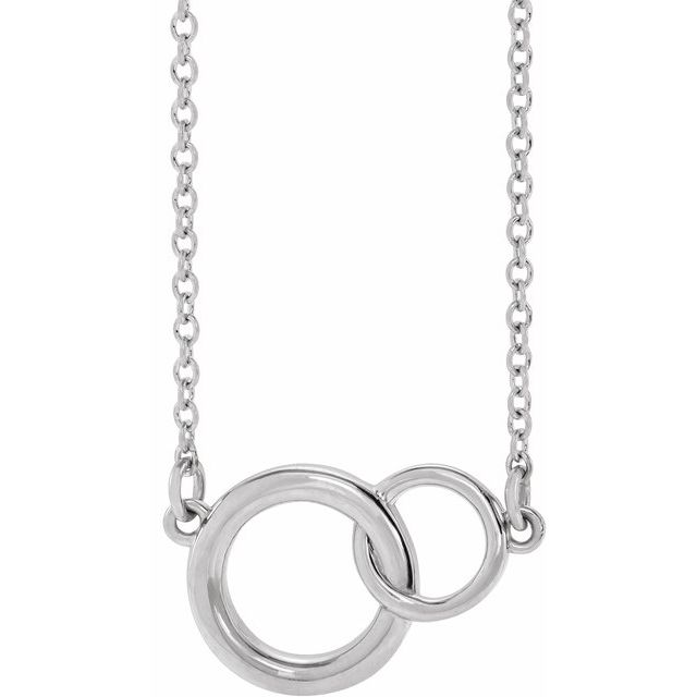 14K White Interlocking Circle 16-18' Necklace