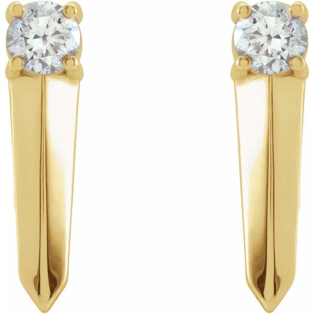 14K Yellow 1/6 CTW Natural Diamond Knife-Edge Bar Earrings