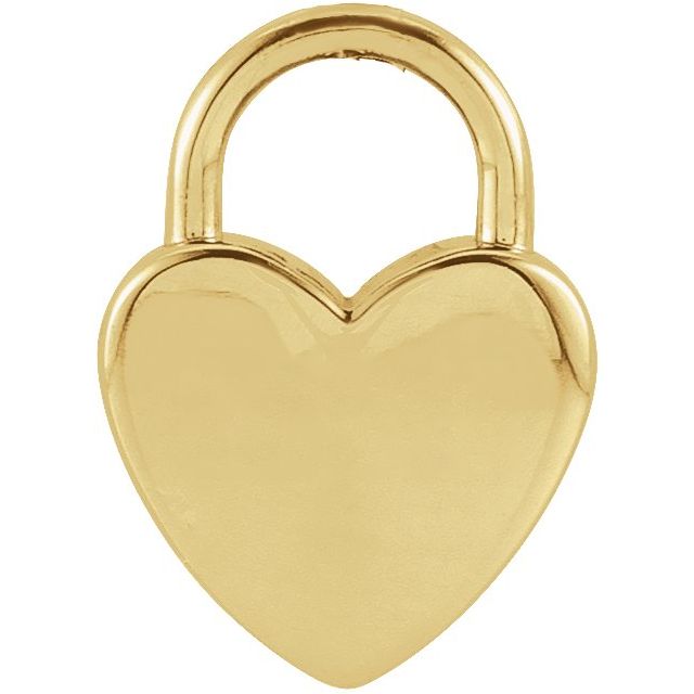 14K Yellow Engravable Heart Lock Pendant