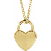 14K Yellow Engravable Heart Lock 16-18' Necklace
