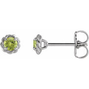 Sterling Silver 4 mm Natural Peridot Claw-Prong Rope Earrings
